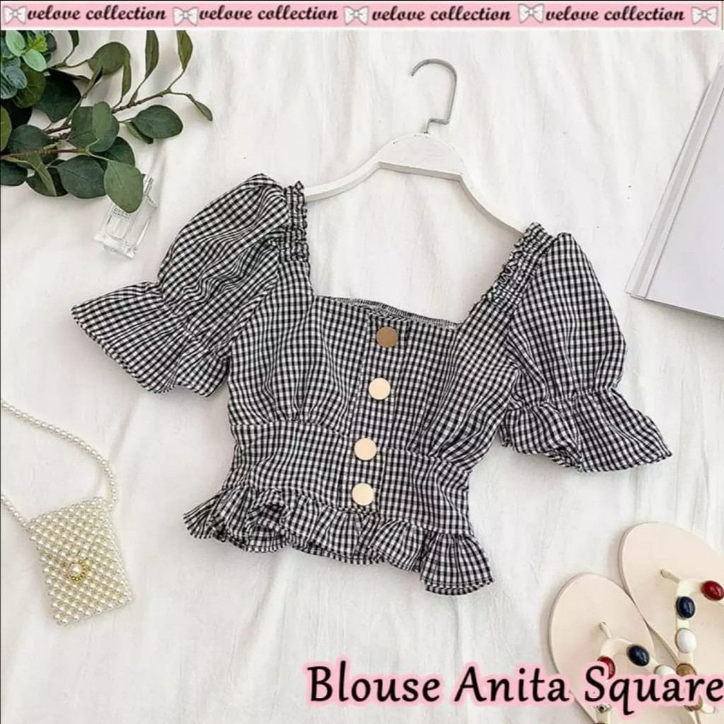 BDG_STYLE(COD) BLOUSE ANINDA kotak//blouse termurah//fashion wanita//atasan terbaru//atasan wanita/