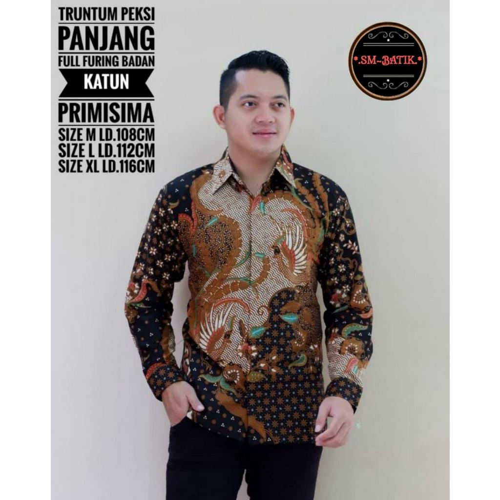 Kemeja Batik Pria Exclusive Terbaru Batik Pria Lengan Panjang Lapis Furing TRUNTUM PEKSI PANJANG