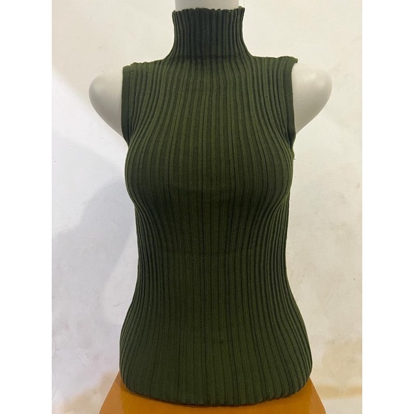 LIDYA TURTLENECK KNIT TANKTOP WANITA TERBARU-ARMY