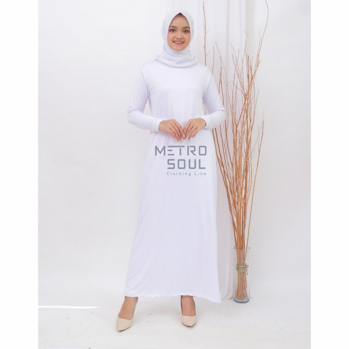 Ollie - Manset Gamis Inner Kaos Polos Lengan Panjang ALLSIZE FIT TO JUMBO - Putih