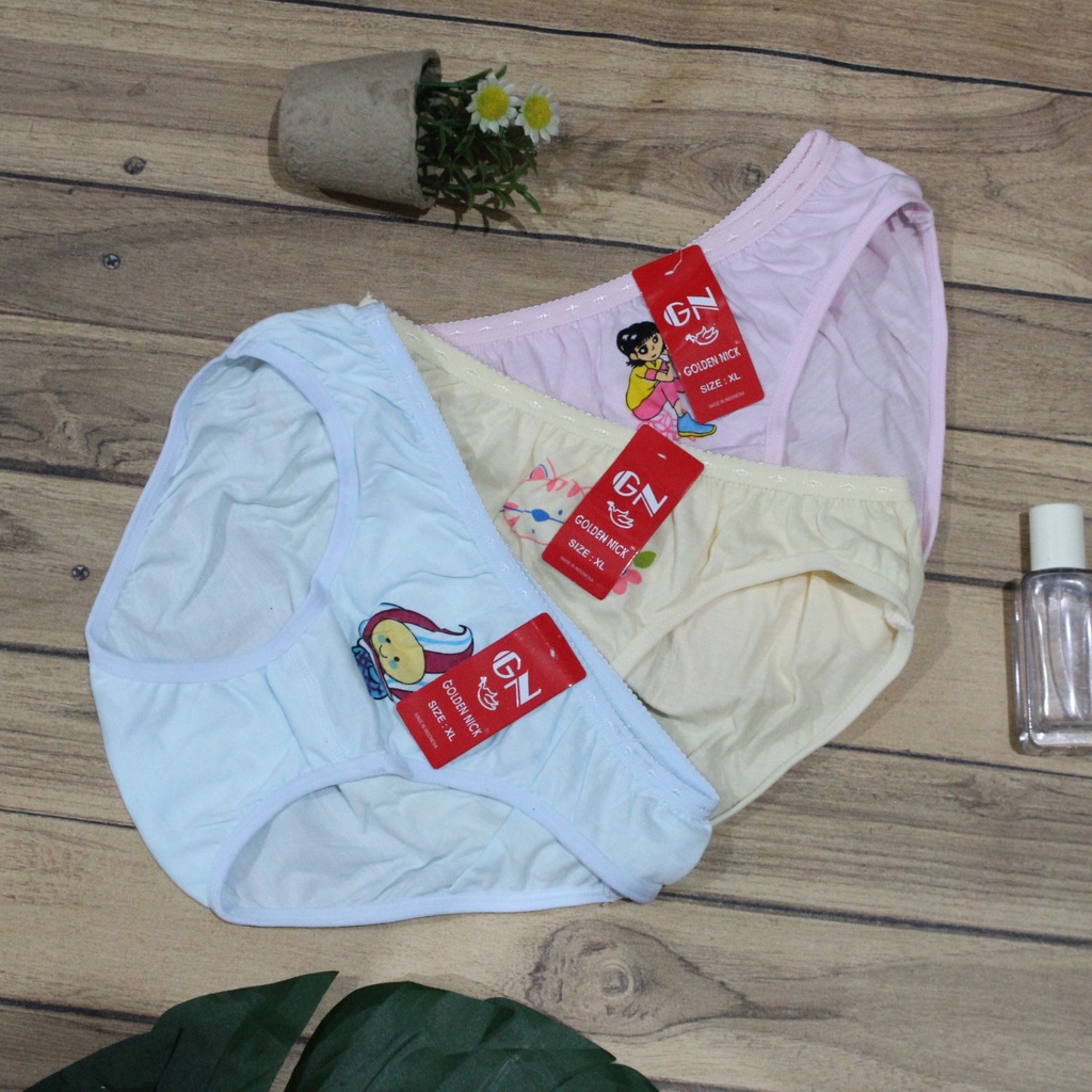 Celana Dalam Anak Perempuan Golden Nick 1189 1188 1187 Bordir Sablon Motif CD Anak M L XL Umur 2  - 7 Tahun