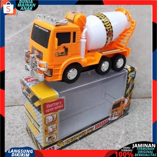 Mainan Mobil Mobilan Truk Molen Ukuran Besar Bump Go -Mixer Truck Mobil Baterai Anak Edukatif Murah