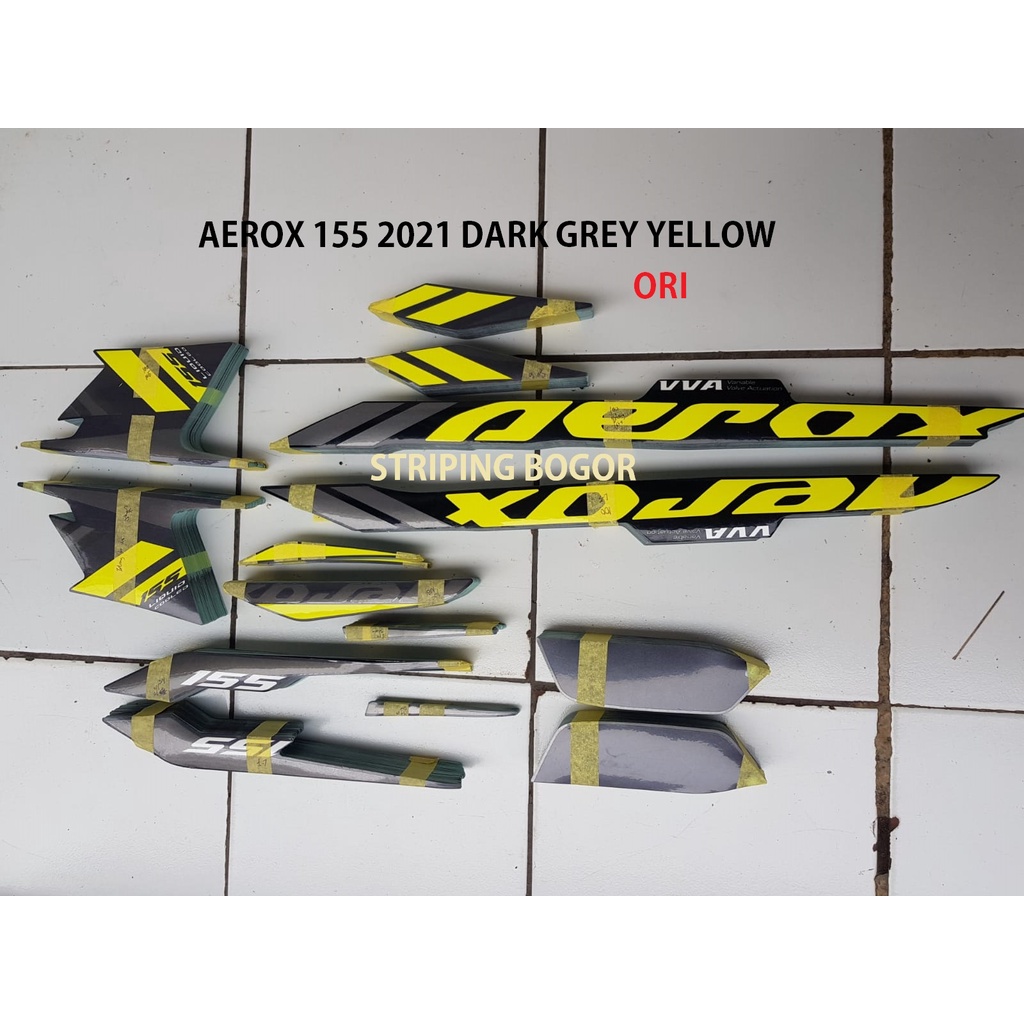 Stiker Striping Lis Motor Yamaha Aerox 155 2021 Dark Grey Yellow