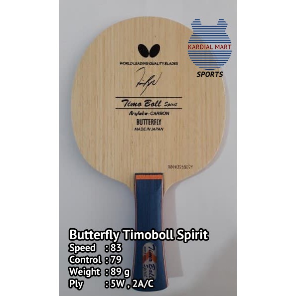 Kayu Blade Bet Bat Tenis Meja Pingpong Butterfly Timoboll Spirit