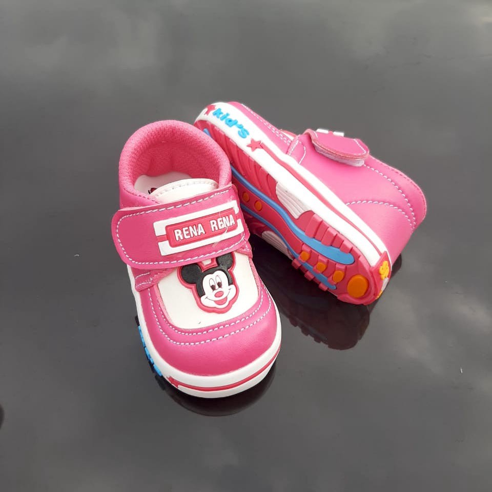 TOKOERS SNP08 Sepatu Sneaker Anak Perempuan Laki laki Micky Mouse Sol Karet bunyi cit Umur 1 2 3 thn