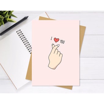 

Kartu Ucapan Korean Finger Heart Anniversary Card, Valentine's Day Card, Cute & Kartu Ucapan Unik