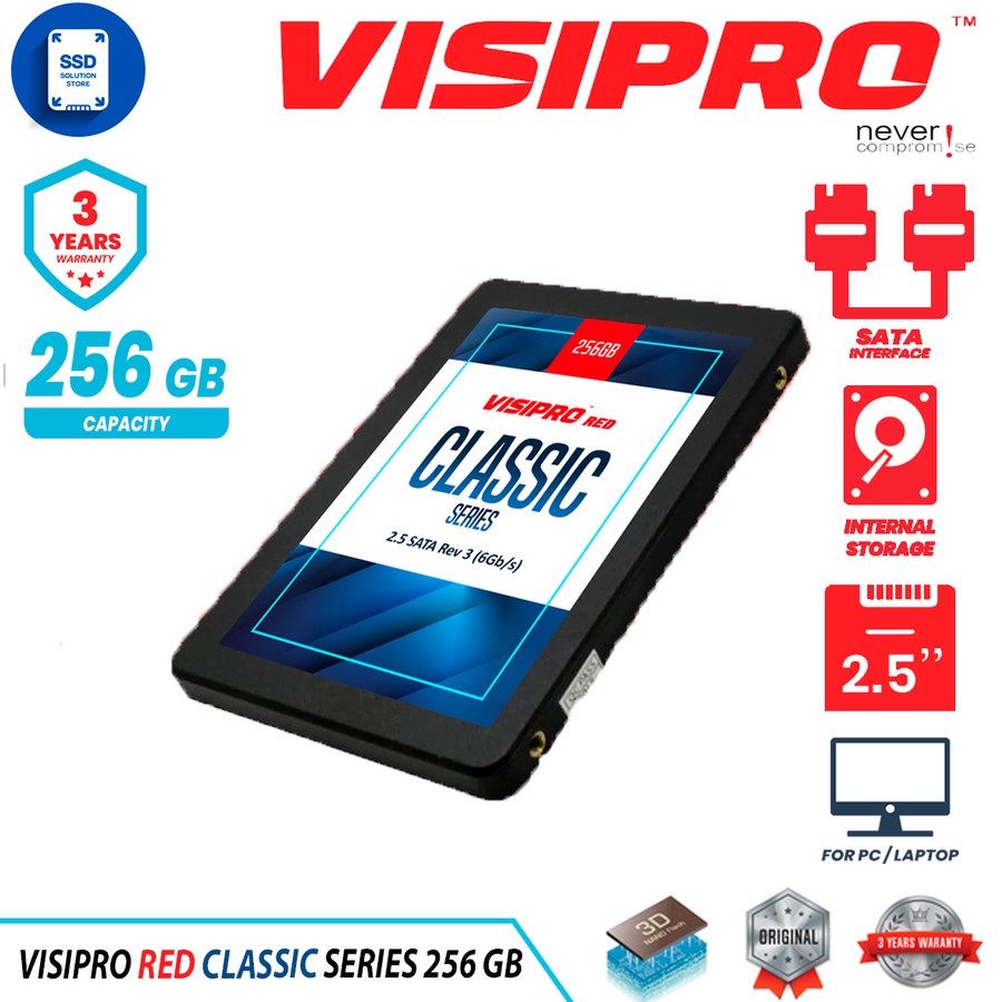 Visipro Red SSD SATA 256GB 2.5&quot; Classic Series