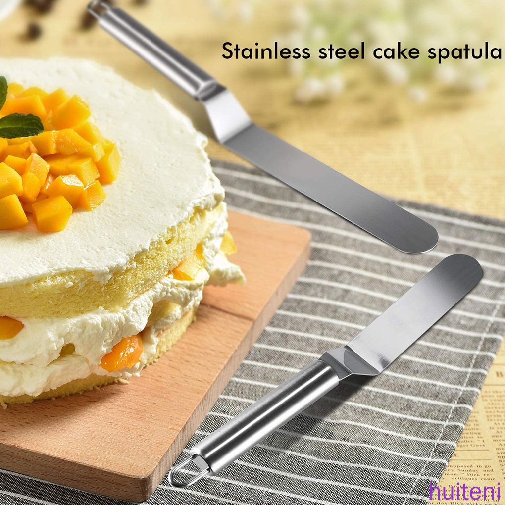 Spatula Bahan Stainless Steel Dengan Lubang Ukuran 10 Inch Untuk Dekorasi Kue