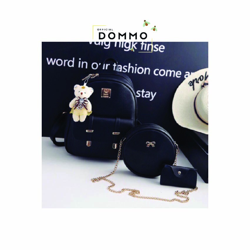 [LOKAL] DOMMO - D1171 TAS LUIS BULAT - Tas Ransel Backpack Korea Fashion MORYMONY-1