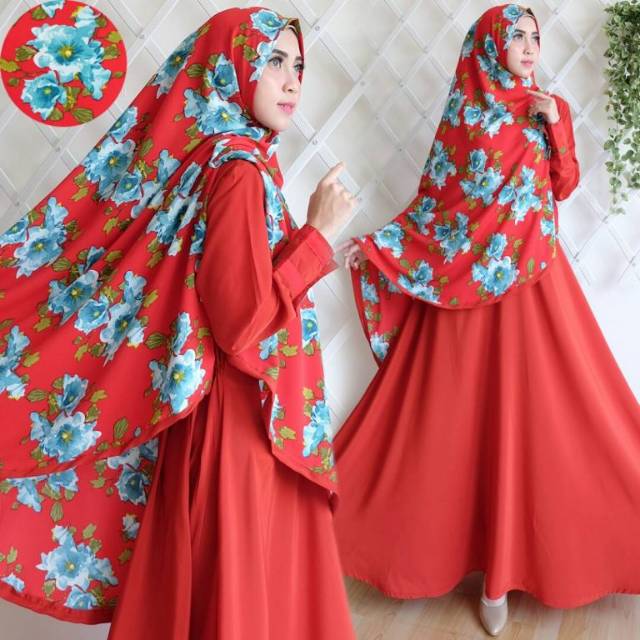 Gamis Syar I Annisa Wolpeach Butik Jingga Dress Muslimah Motif Bunga Fashion Muslim Shopee Indonesia