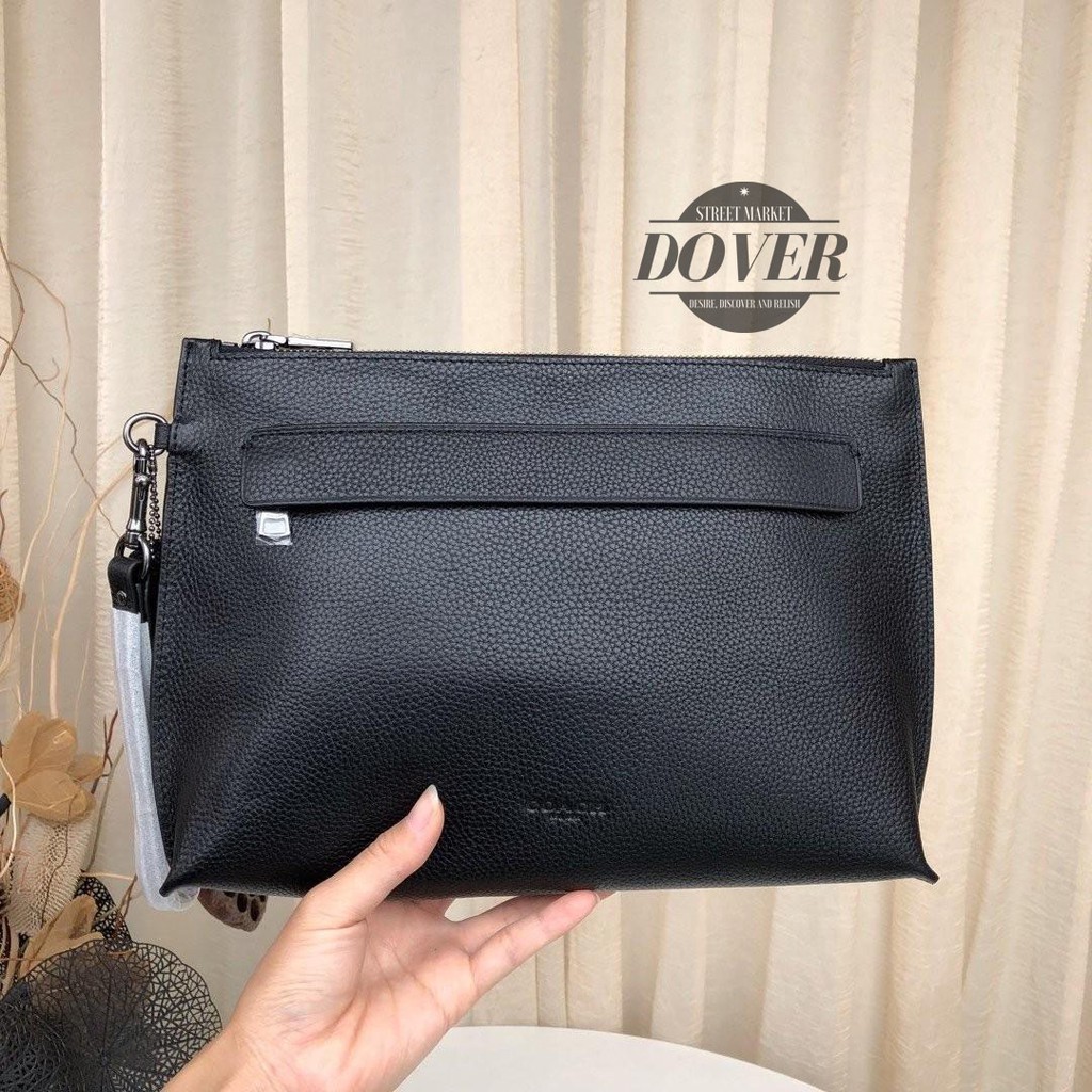 Coach Men's Pouch / Clutch Full Black Leather - ORIGINAL 100%