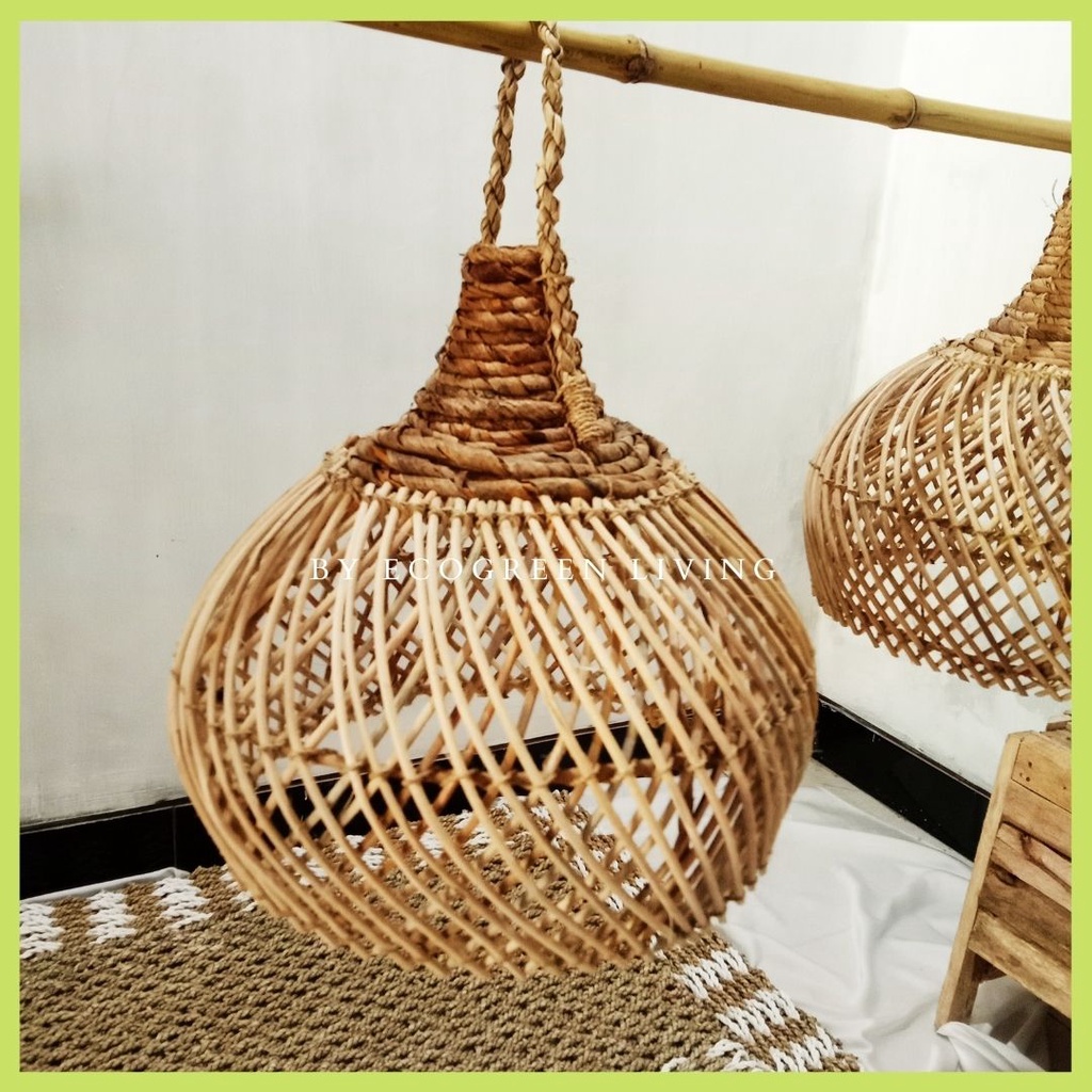 LAMPION ROTAN / LAMPSHADE / KAP LAMPU RUSTIC MATERIAL RATTAN