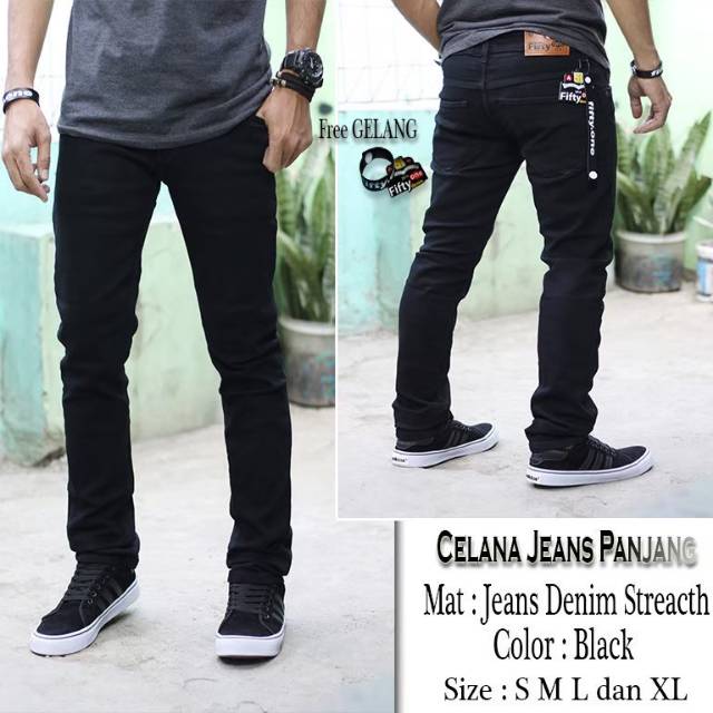 Celana Jeans Panjang pria dewasa Celana Levis Hitam pria skinny full black