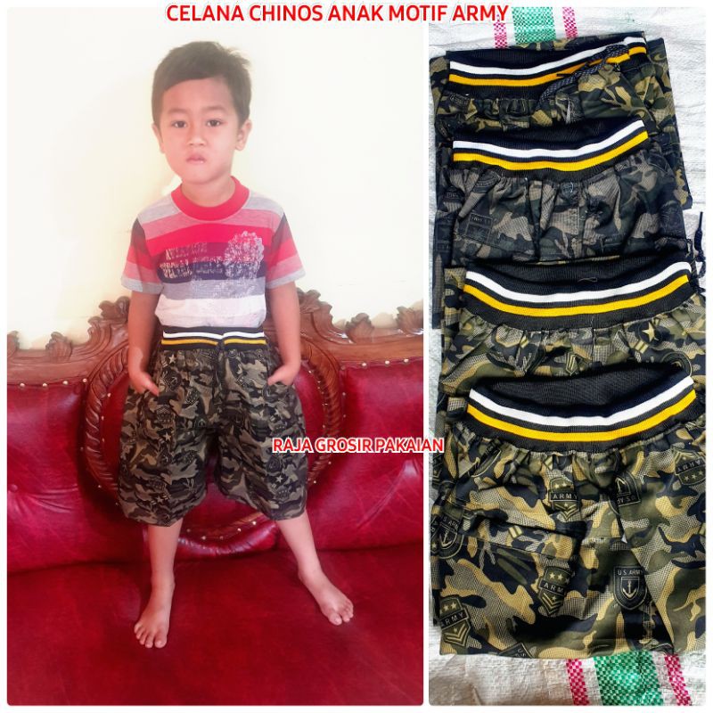 Celana Chinos Anak Tanggung Motif Army