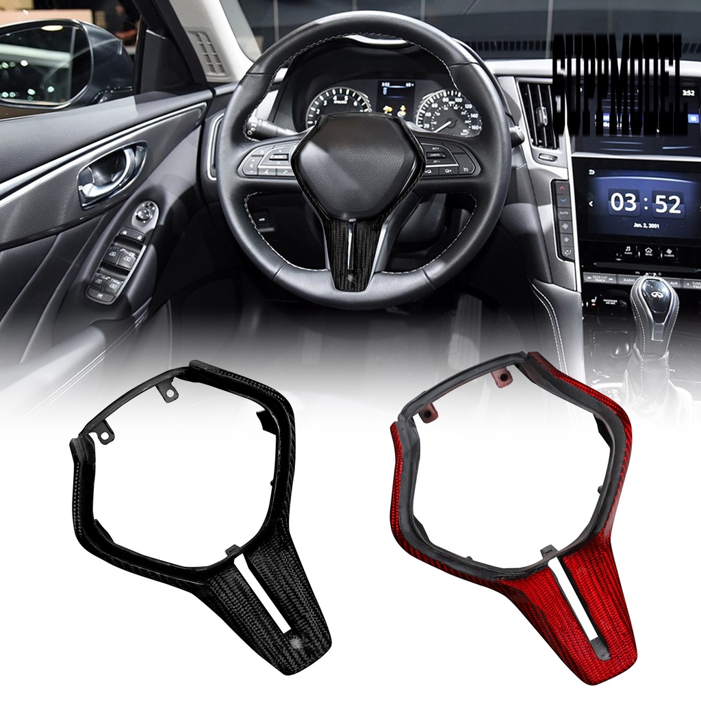 Cover Bezel Setir Mobil Pengganti Bahan Carbon Fiber Untuk Infiniti Q60 / Q50