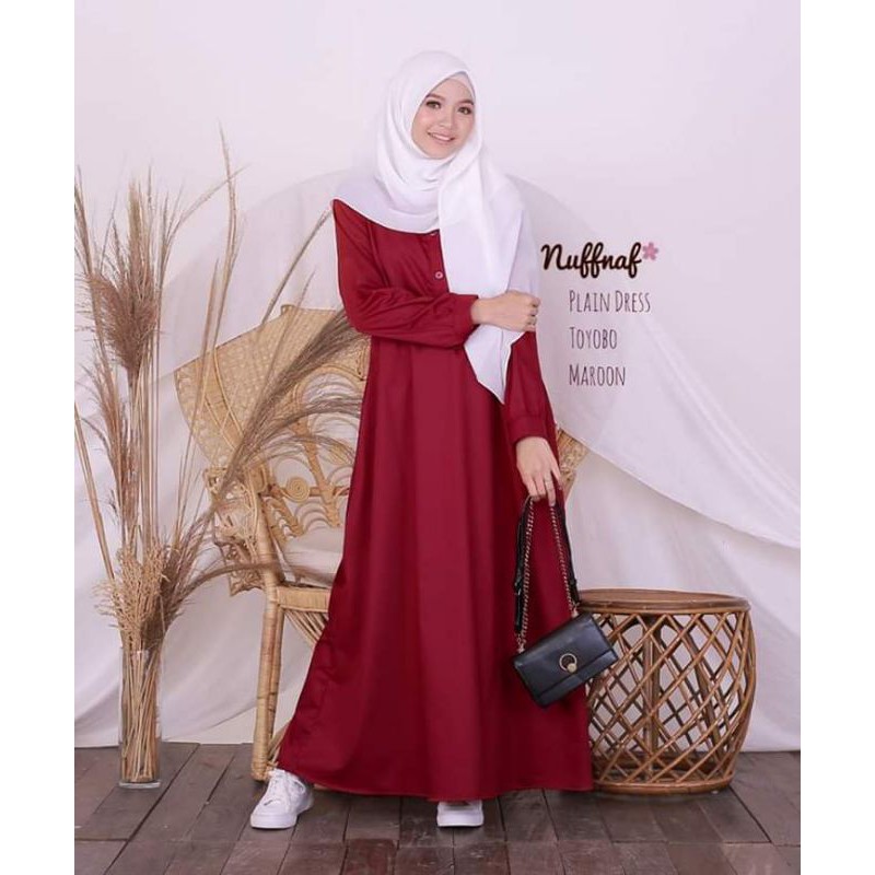 GAMIS POLOS TOYOBO PLAIN DRESS NUFFNAF UKURAN XL