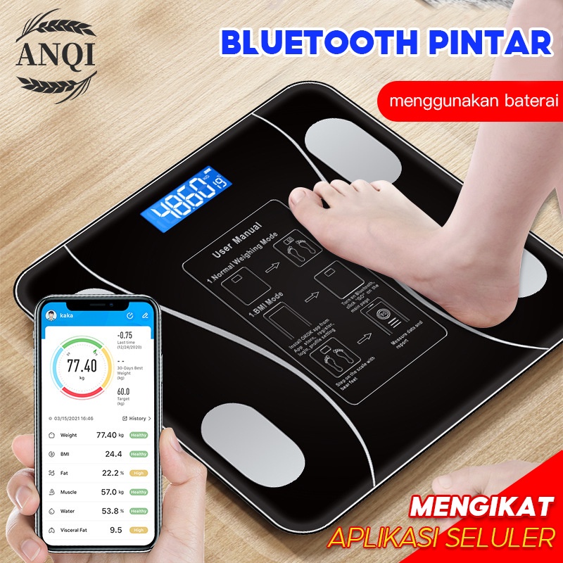 ANQI 1888 Timbangan Badan Digital Body Fat Monitor With App Smart Weight Scale /Timbangan Pintar LSH