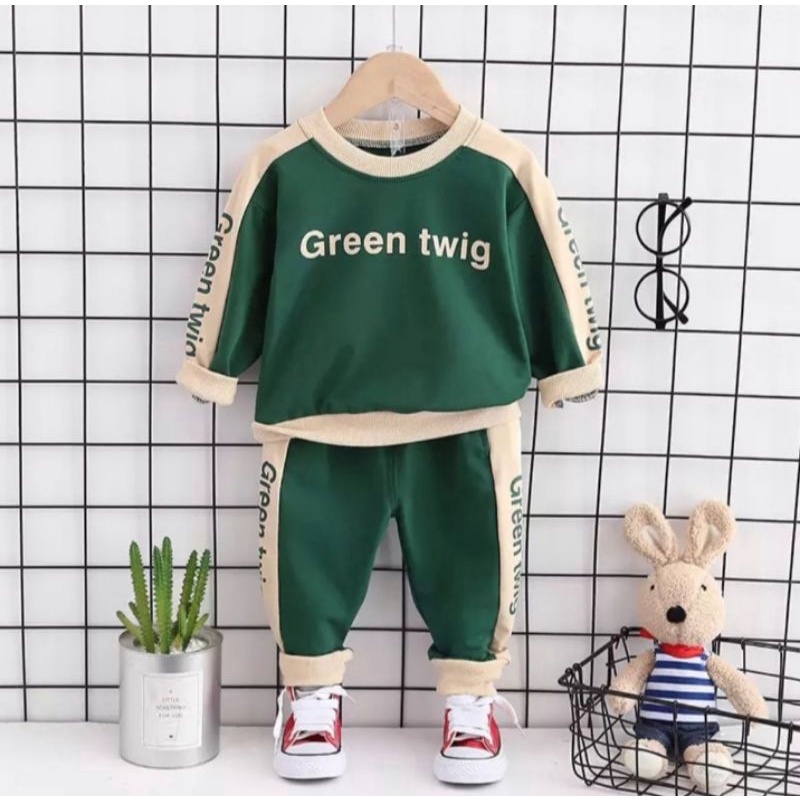 PROMO-SETELAN SWEATER JOGGER ANAK LAKI-LAKI DAN PEREMPUAN 1-6TAHUN/SETELAN BEBYTERRY FLECCE GREEN TWINS ANAK LAKI-LAKI DAN PEREMPUAN TERBARU