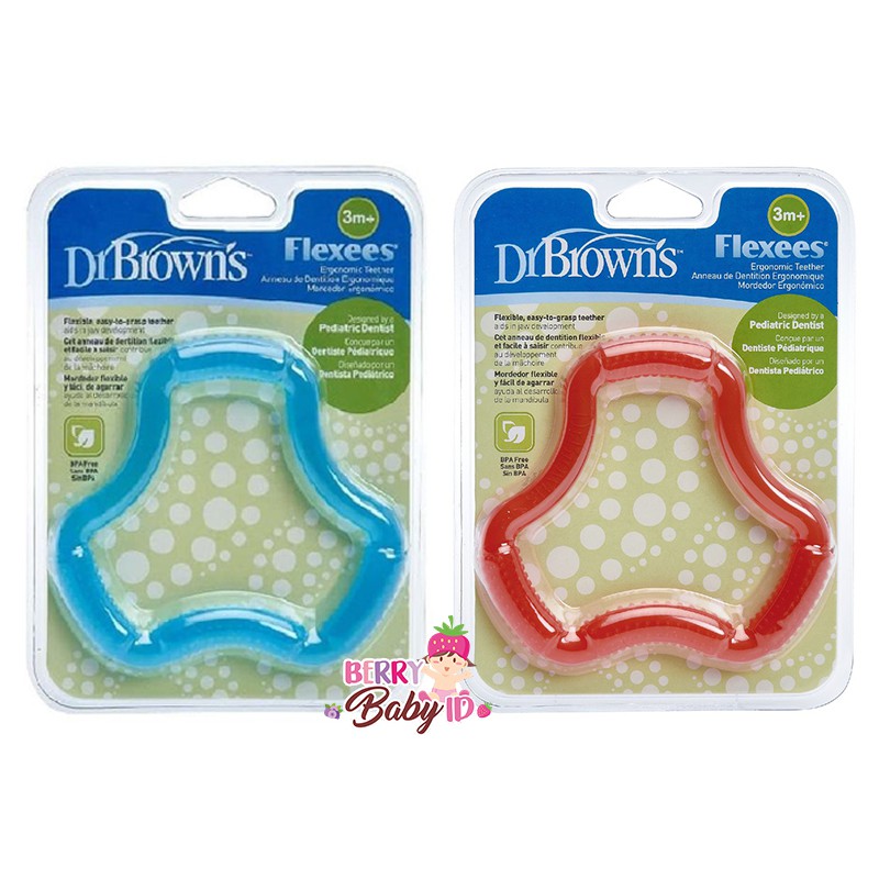 Dr Brown's Gigitan Bayi Flexees A Shaped Teether Blue Pink Berry Mart