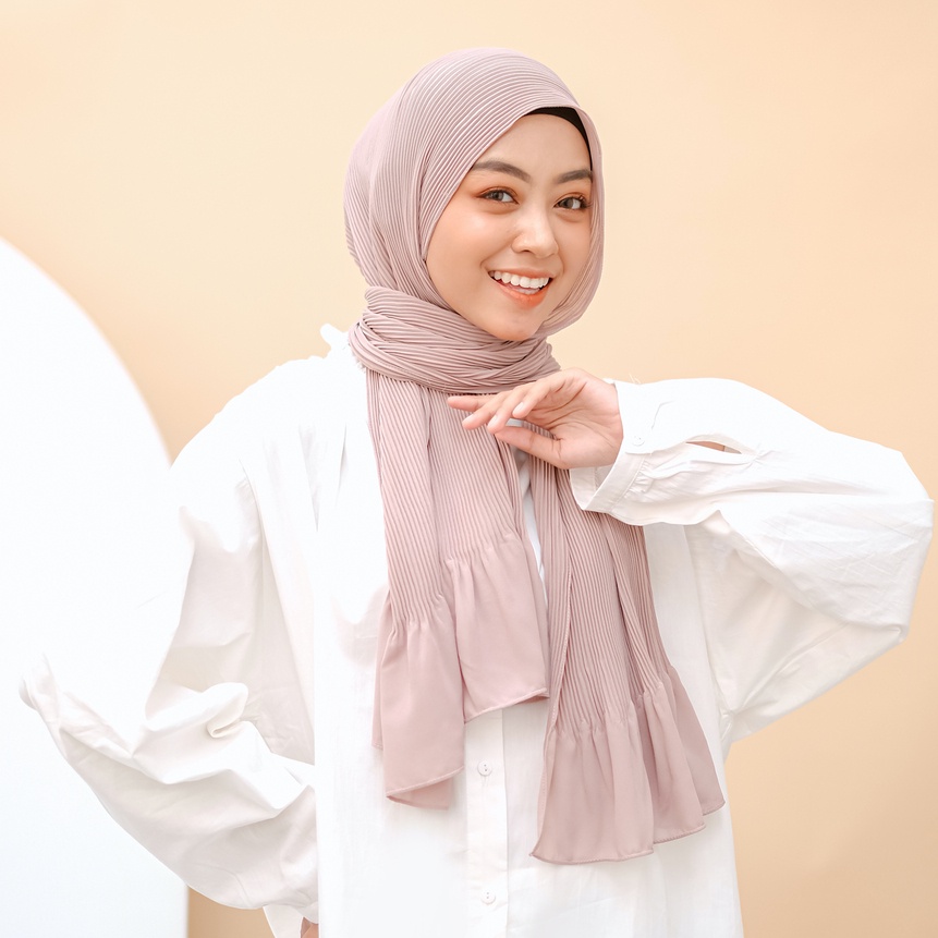Lozy Hijab - Bawal Pleats Shawl ( Pashmina Plisket )-Peony