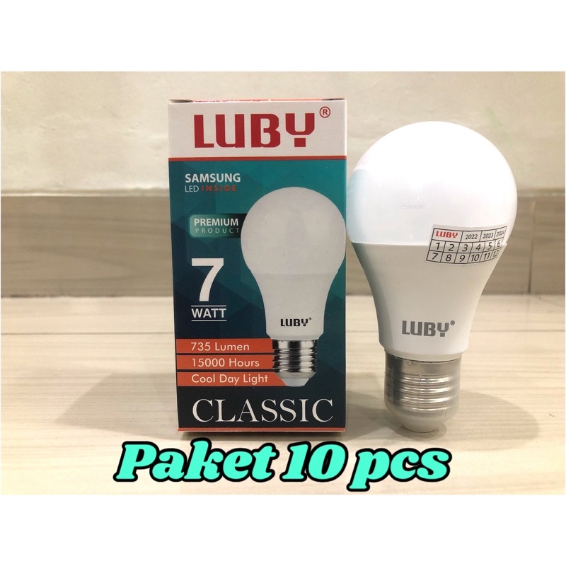 BOHLAM LED LUBY CLASSIC CAHAYA PUTIH PAKET 10 PCS 7 WATT