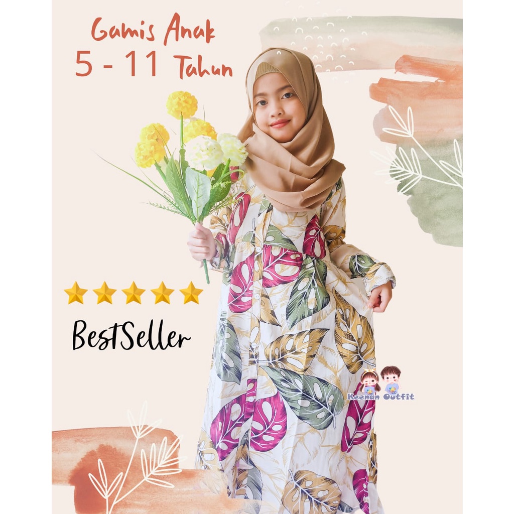 Baju Gamis Muslim Anak Perempuan Tanggung Bahan Katun Rayon Motif Janda Bolong Umur 6 8 10 12 Tahun 