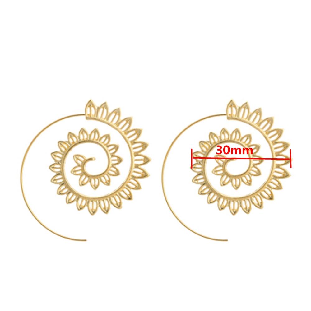 R-flower 1pasang Anting Hoop Menjuntai Wanita Tribal Boho Style Jewelry Spiral