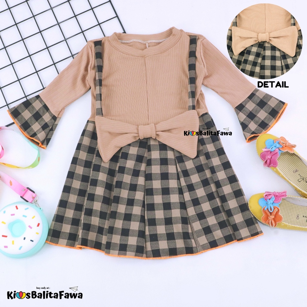 Overall Kirei uk 3-4Tahun / IMPORT Baju Gaun Pesta Dres Lengan Panjang Anak Perempuan Adem Murah