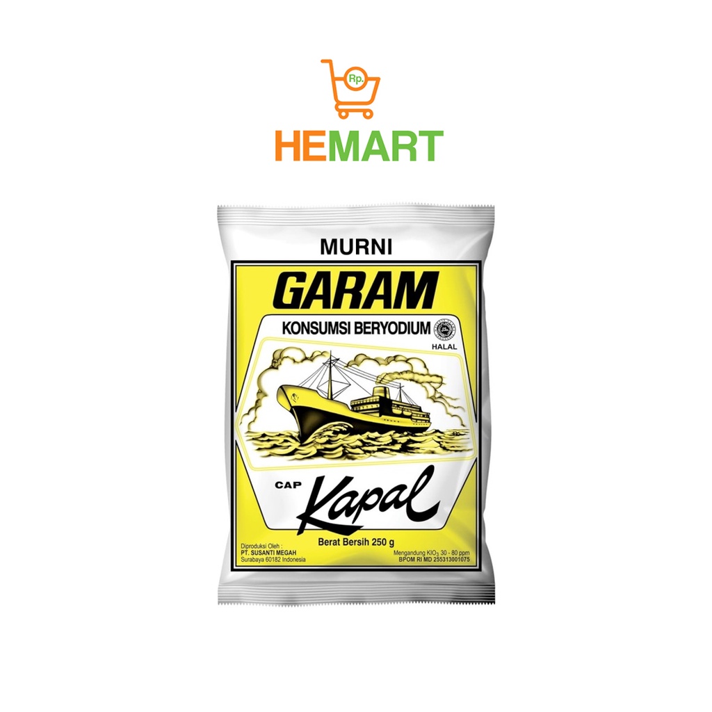 

garam dapur cap kapal, garam meja (per pack 250gr) bandung