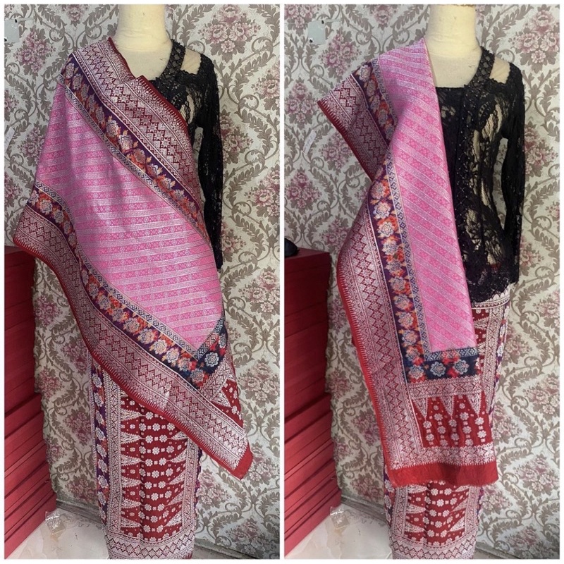 Songket 3 Negeri Ori Sutra Asli / Pink /Maroon