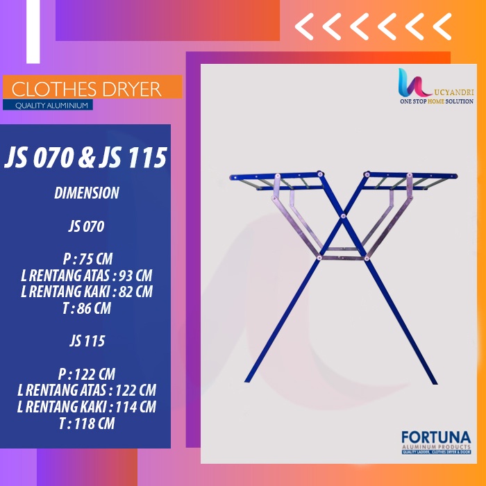 Jemuran Baju Pakaian Fortuna Aluminium - Jemuran Fortuna JS070