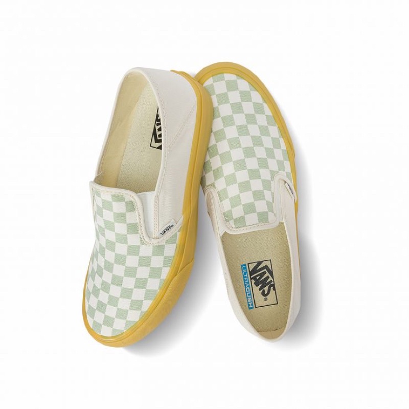VANS SLIP ON SF CHECKERBOARD DUSKY GREEN MARSHMALLOW GUM ORIGINAL
