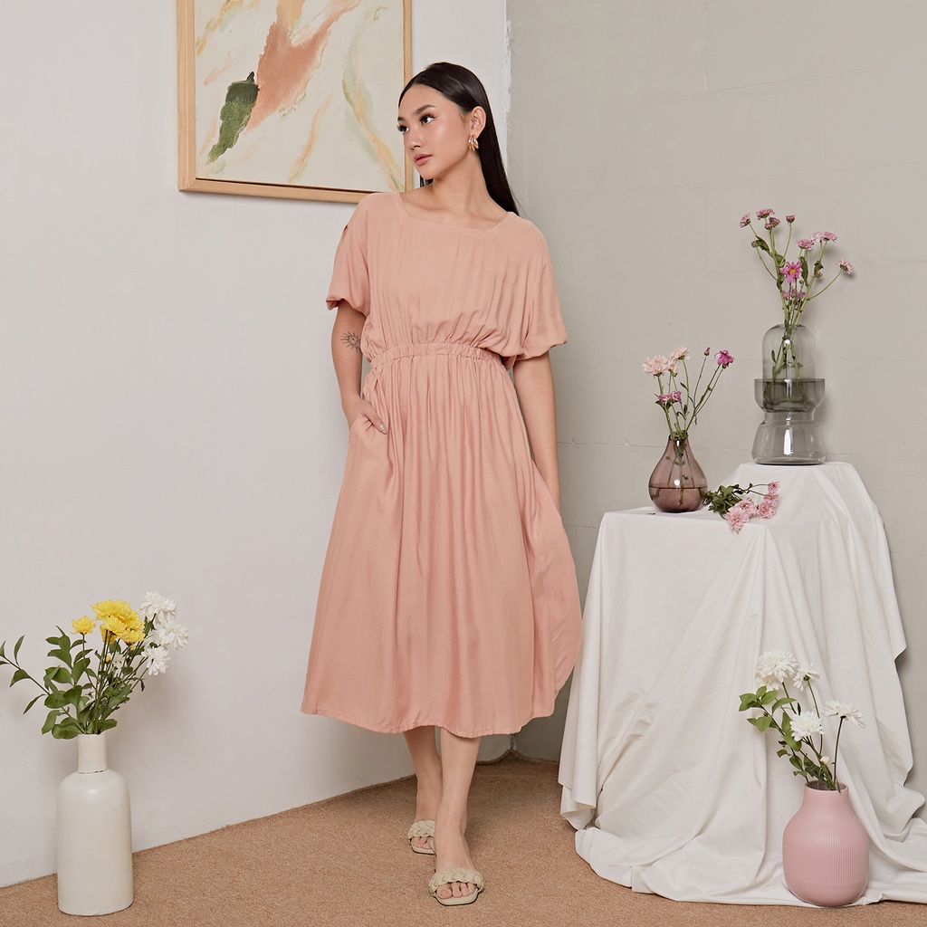 Dress Panjang Maxi Gardenia Rayon Premium Lengan Pendek Motif Polos dan Bali (GR)