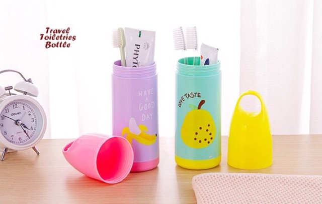 Travel toiletries bottle botol tempat sikat gigi gambar buah ok  good quality