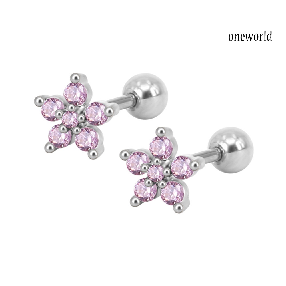 OW# 1Pc Women Cubic Zirconia Flower Ear Stud Earring Piercing Cartilage Jewelry Gift