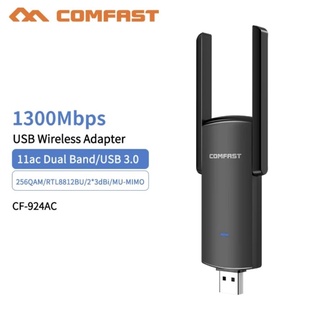 COMFAST AC1300 Wireless USB Adapter Dual Band 5G WiFi Dongle CF-924AC