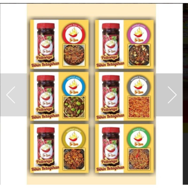 

Sambal Bu kam 6 varian rasa isi paket 10 pcs