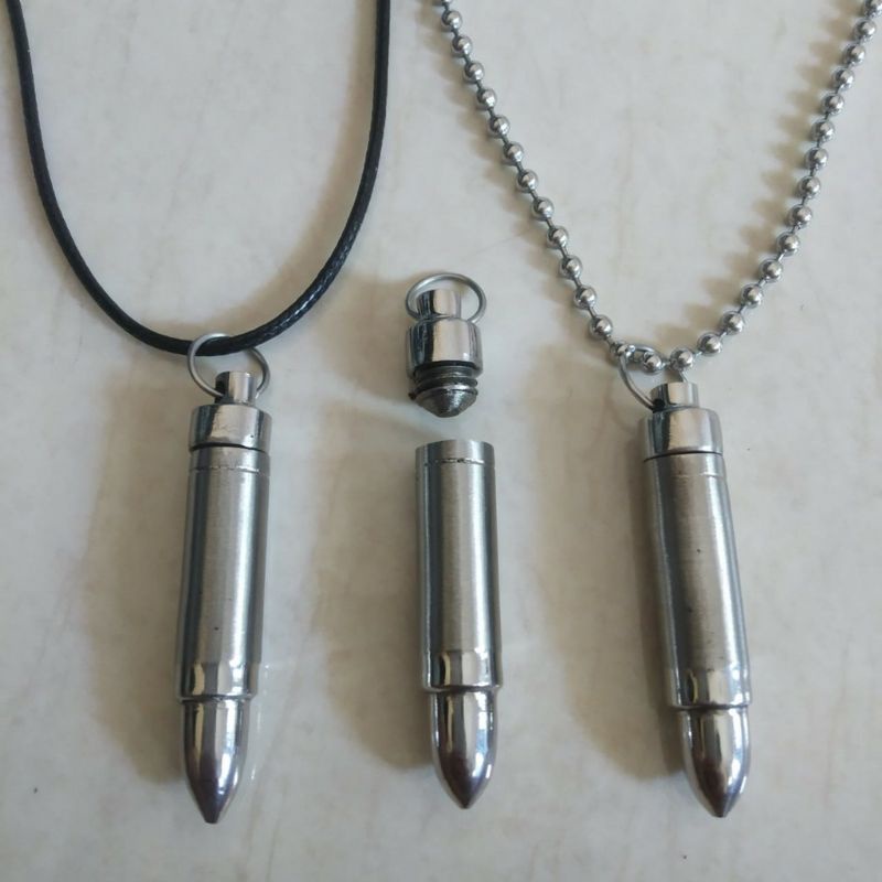 Kalung peluru drat baja putih original