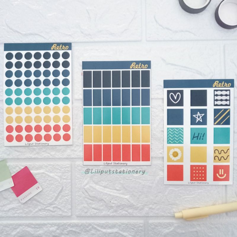 

[NEW VARIATION] Color Palette Sticker/Dot Rectangle Pattern/Stiker Palet Warna Vinyl Isi 3lbr
