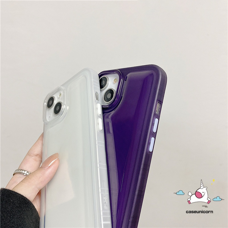 Soft Case TPU Shockproof Untuk IPhone 14 13 12 11 Pro MAX X XR XS MAX 8 7 14 Plus Color Button Shock-Absorbing Clear Shockproof Soft TPU Back Cover