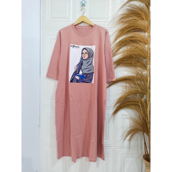 Midi Dress Oversize terbaru Diamond Kaos Wanita Bahan Cotton Combed Kaos Wanita