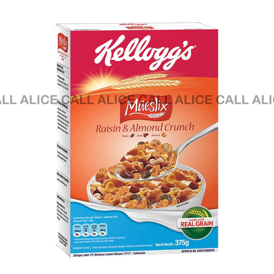 

KELLOGG'S MUESLIX RAISIN & ALMOND 375GR KELLOGGS MUESLI