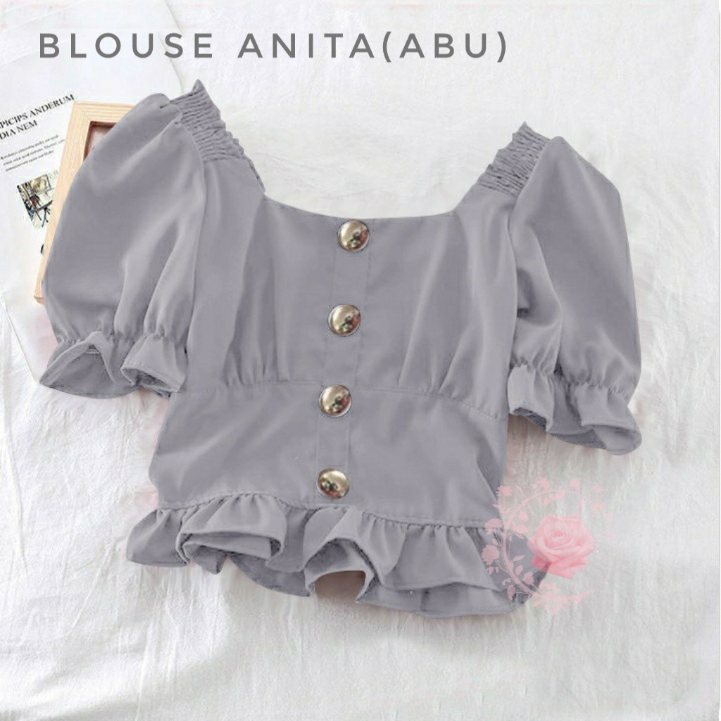 BLOUSE ANITA & SHARITA/ BLOUSE WANITA BAHAN KULIT JERUK/ BAJU CROP WANITA JUMBO-6