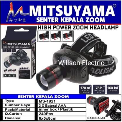 Lampu Senter Kepala LED Zoom Mitsuyama