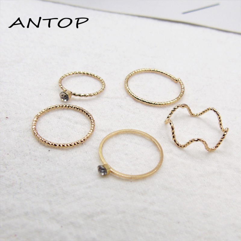 5Pcs / Set Cincin Fashion Pesona Wanita Aksesoris Mode ANTOP