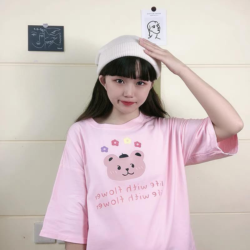 TC -Tshirt Oversize Wanita Motif Bear Chic  - 100% Import