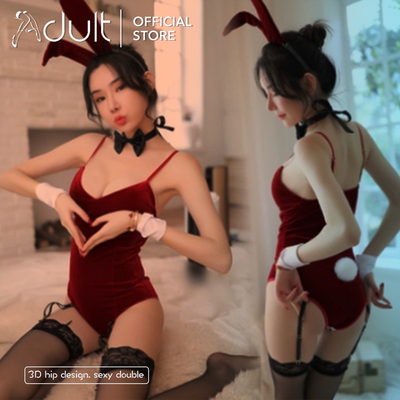 ORANGE ADULT Lingerie Sexy Hot Cosplay Rabbit Bodysuit / Baju Tidur Dewasa Wanita Beludru / Kostum Lingerie Seksi Kelinci1282