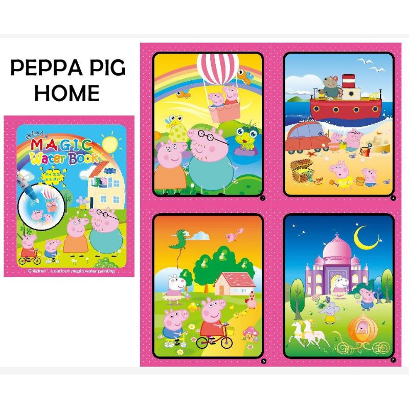 Alat Tulis Magic Water Book Buku Mewarnai Ajaib Magic Pena Water Drawing Colour Book-PeppaP1G
