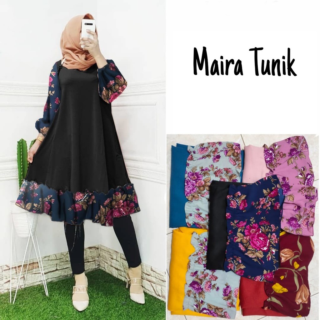 DEMORE FASHION MUSLIM PAKAIAN WANITA ATASAN TUNIK MAIRA DMR