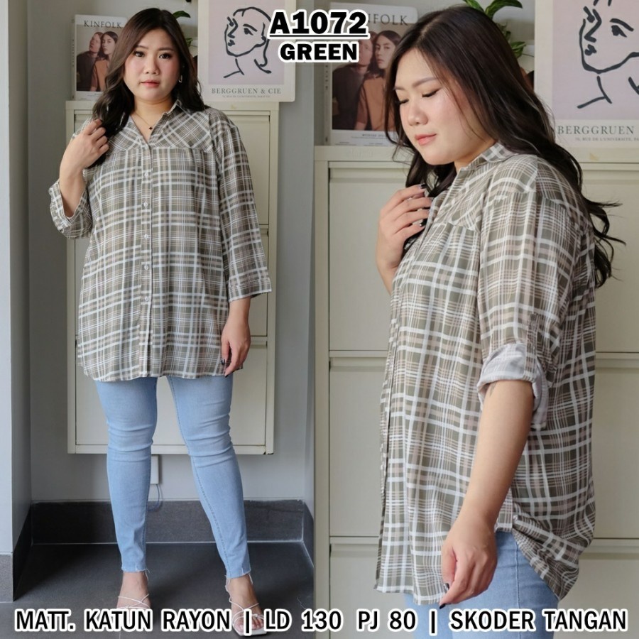 KEM JUMBO TARO Baju Atasan Hem Kemeja Wanita Bigsize Kerja Kantor Casual Kuliah Daily Jalan-jalan Ha